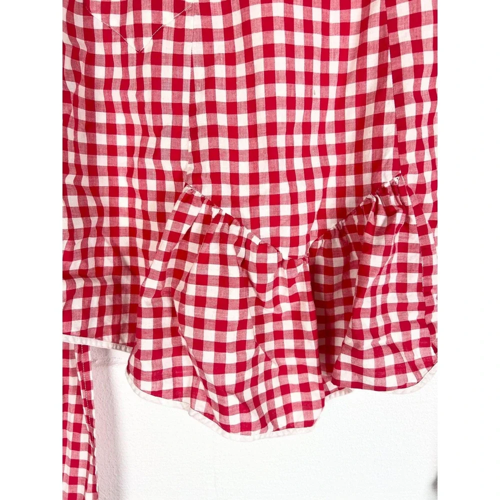 Vintage handmade apron red &‎ white gingham check with pocket